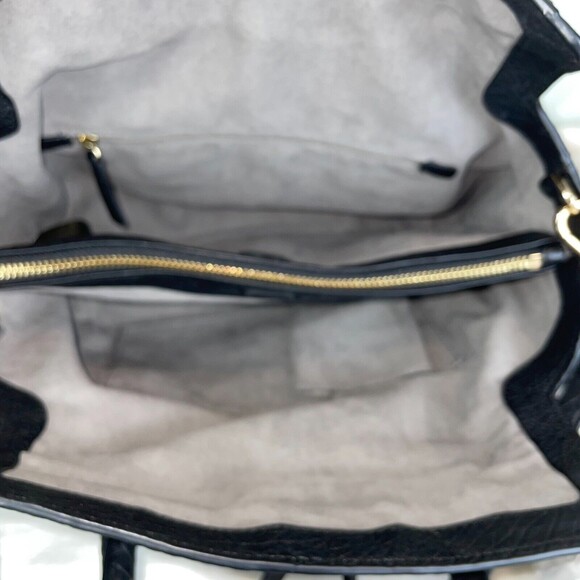 Vince Camuto Axmin Satchel Black Bublam Leather Crossbody Top Handle Bag Purse - Picture 11 of 12